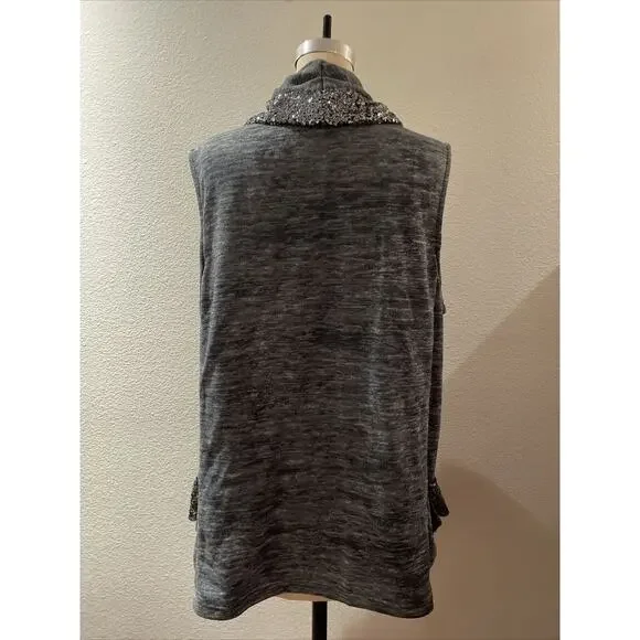 juicy couture, sleeveless knit long open cardigan, sequins, large - Picture 4 of 6